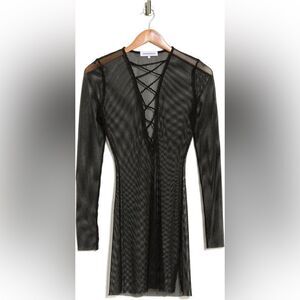 NWOT WeWoreWhat black mesh coverup dress